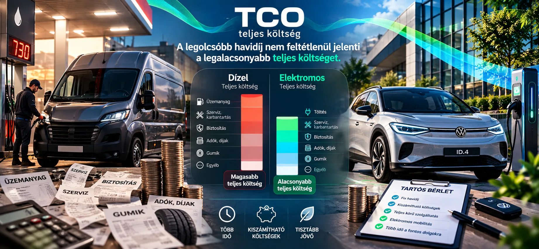 TCO – dízel és elektromos jármű teljes költségének összehasonlítása